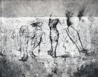 脚の壁画、1530年頃（石膏に木炭）（印刷）